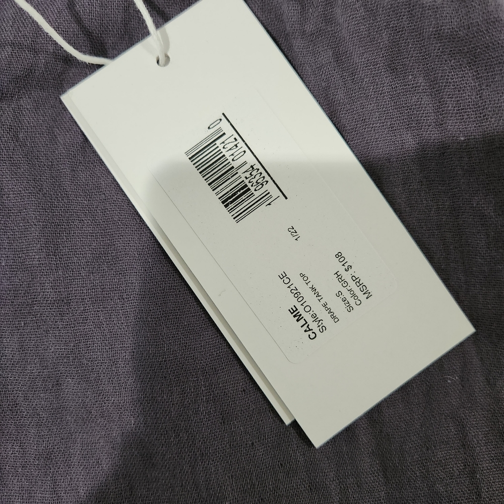 NWT Johnny Was Calme Gray Drape Cotton Tank Top $109 - Picture 3 of 5